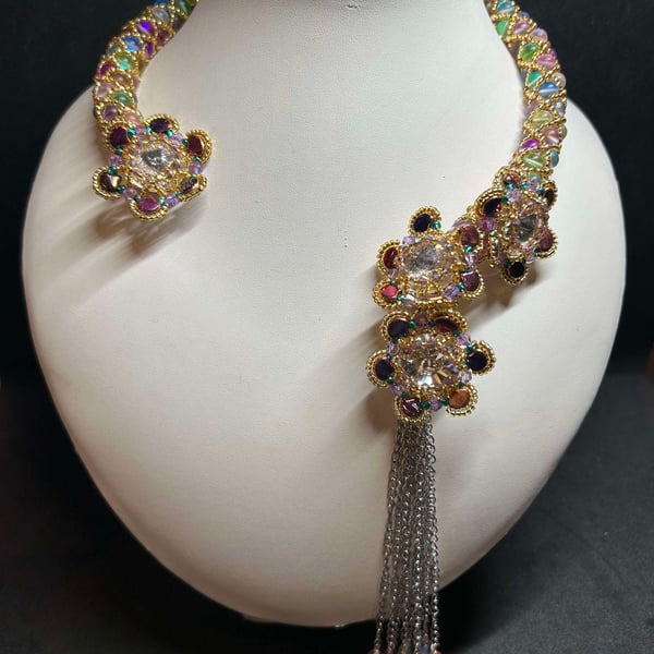 Sparkly Embrace Handmade Crystal and Glass Necklace