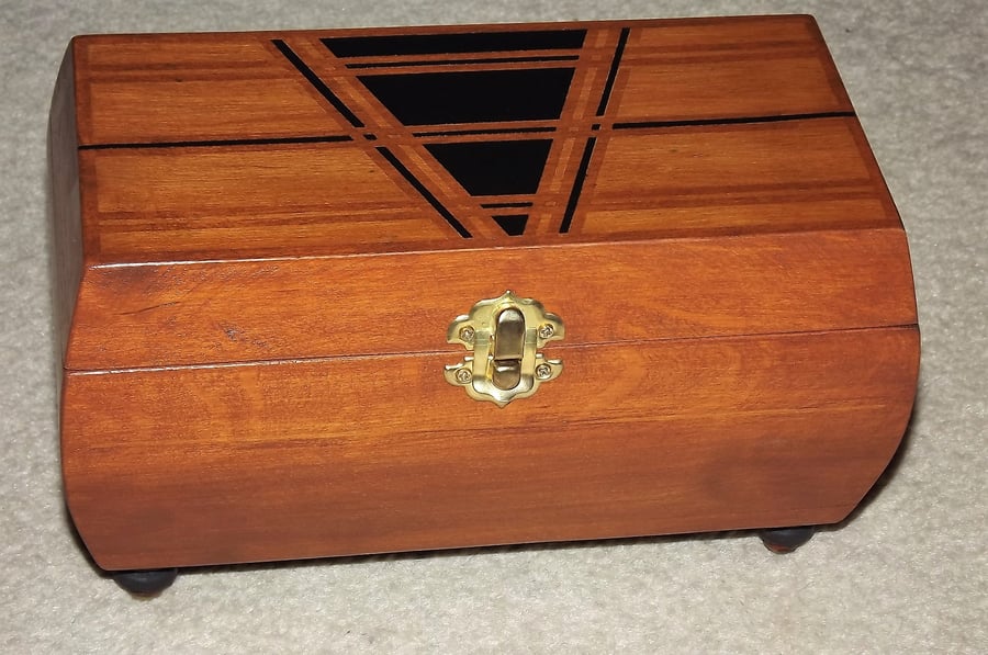 FREE POST - Deluxe AGED 3 tone Solid WOOD Jewellery Box. HANDMADE. UNIQUE.