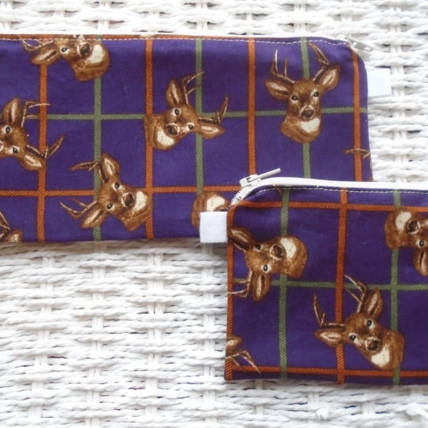 Gift Set Stags Pencil Case or Small Make Up Bag and Purse 