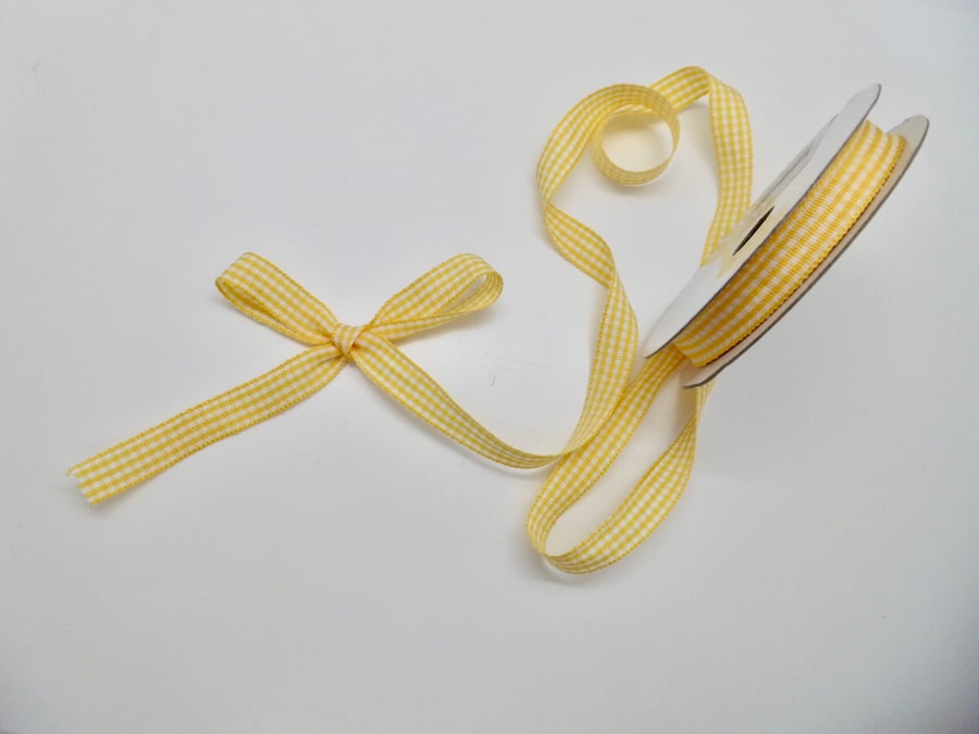 5 metres yellow and white check ribbon Easter Crafts