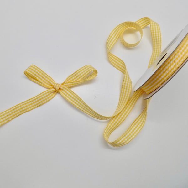 5 metres yellow and white check ribbon Easter Crafts