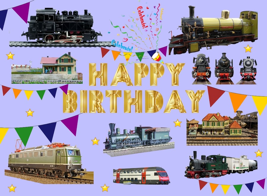 Model Trains Birthday Card A5 
