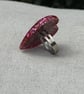 Hot pink glitter heart ring silver tone base jelly - Image 4