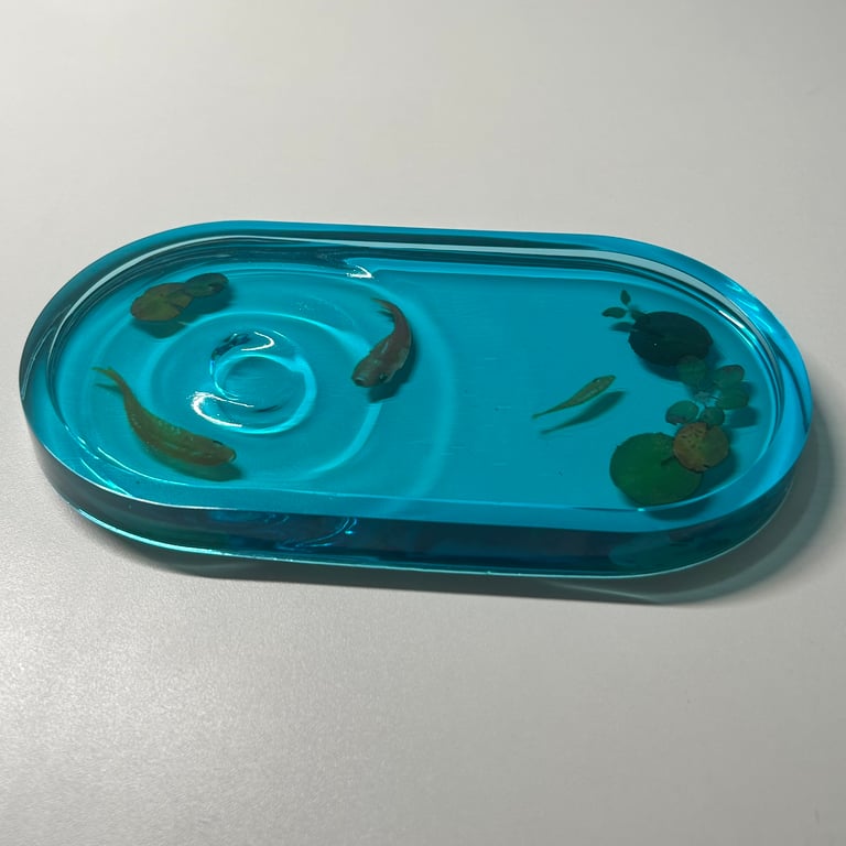 Still Blue Water with Ripple Effect Decorative Resin Tray - Tranquil Waters