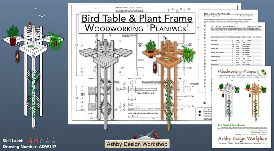 Trellis Bird Table Plans - DIY Woodwork Plans - Garden Furniture