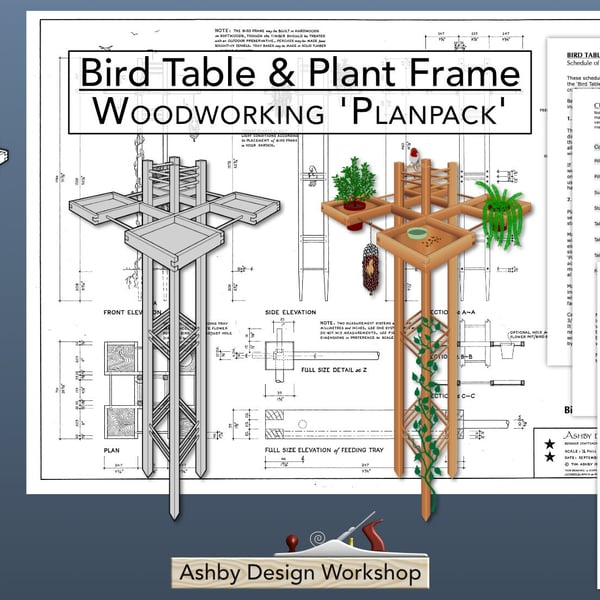 Trellis Bird Table Plans - DIY Woodwork Plans - Garden Furniture