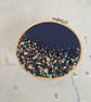 4 inch handmade beaded embroidery hoop with crystals - navy - Image 2