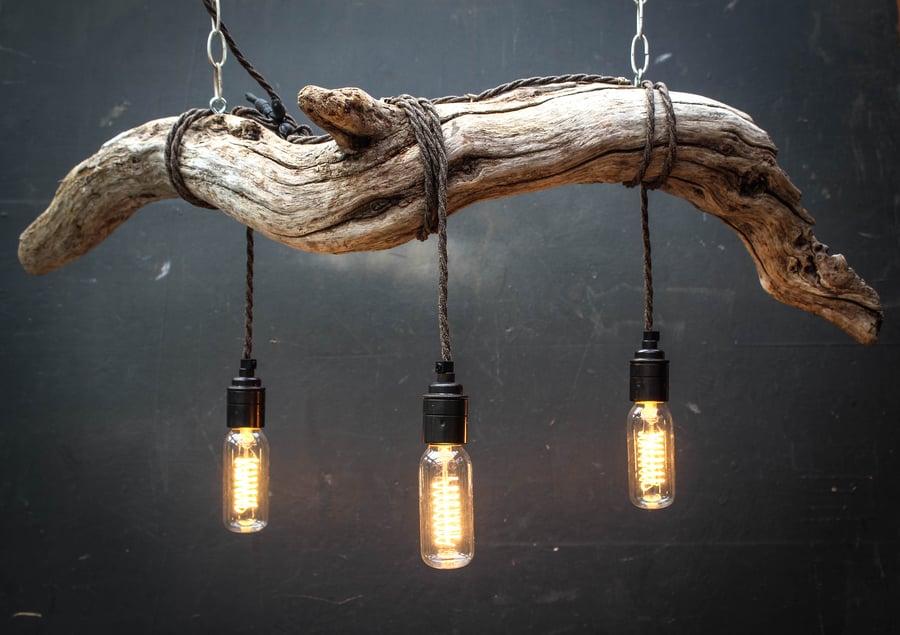 Driftwood Chandelier,Vinatge filament bulbs,Vintage Bulb pendant chandelier 