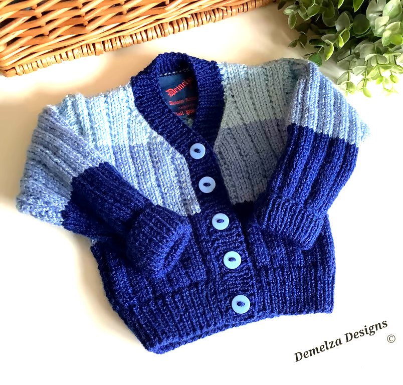 Hand Knitted Baby Boys Cardigan Size 6-12 months size