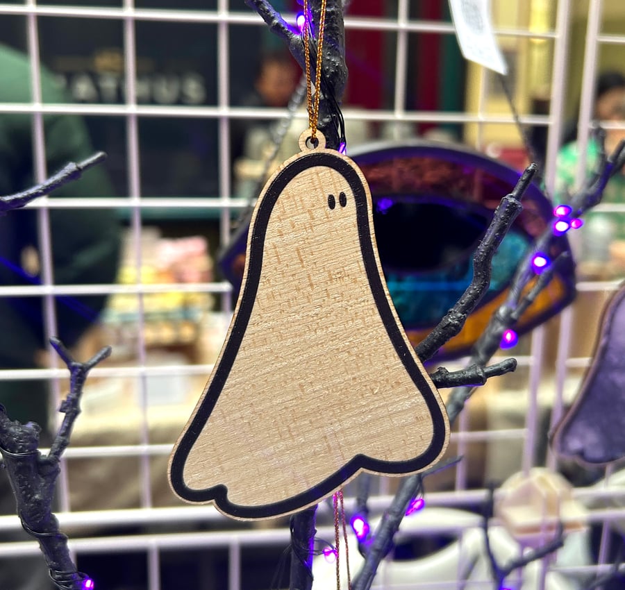 Adopt a Ghost Wooden Hanging Decoration - Blank Canvas