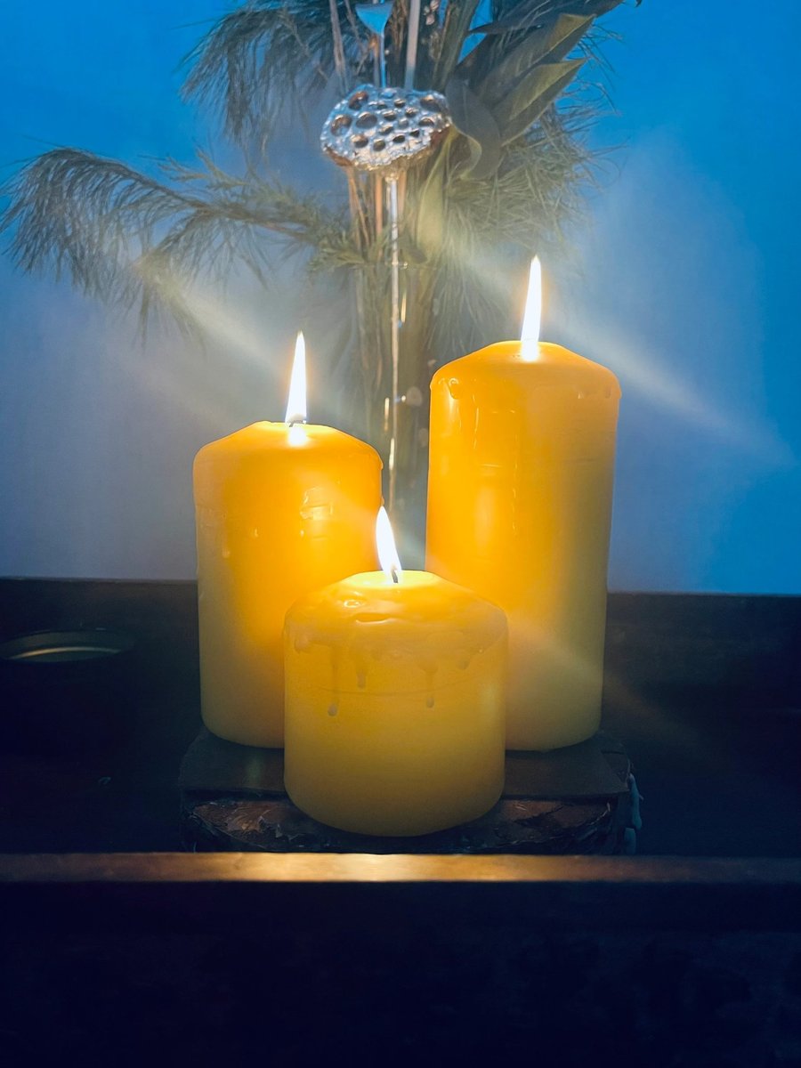 Beeswax Pillar Candles Set of 3 Long Burn Unscented Eco-Friendly Wedding & home