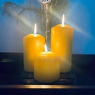 Beeswax Pillar Candles Set of 3 Long Burn Unscented Eco-Friendly Wedding & home