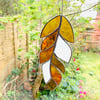 Stained Glass Feather Suncatcher - Handmade Window Decoration - Amber