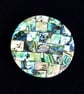 Abalone Pendant, Round Kaleidoscopic Mosaic Medallion  (59mm)