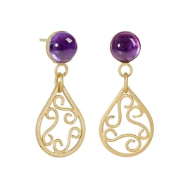 Lagrima by Fedha - amethyst-set filigree dangles in 24 carat gold-plated silver