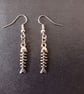 Silver fish bones dangle earrings  - Image 1