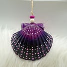 Hand painted scallop shell hanging decoration