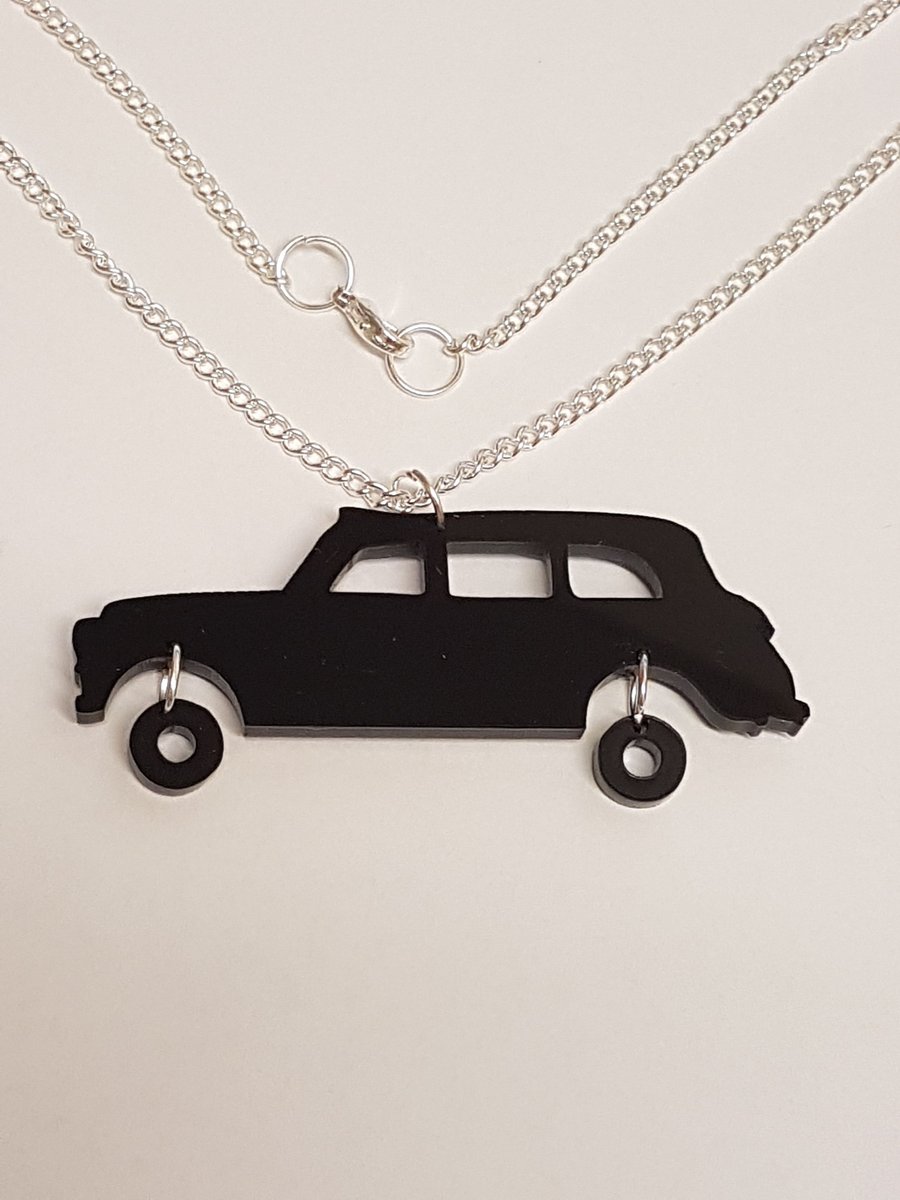 Black London Taxi Retro Necklace - Acrylic