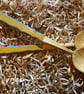 Birch Wood Salad Server Set with milk paint and chip carved handle - Image 2
