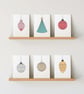 Pack of 6 -  Christmas Cards - A6 White Linen Note Cards & Envelope Set