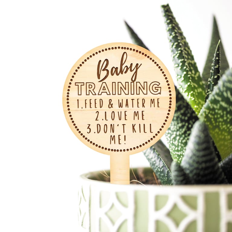 Baby Shower Gift New Parents Training Plant Tag Cute Funny Small Congratulations