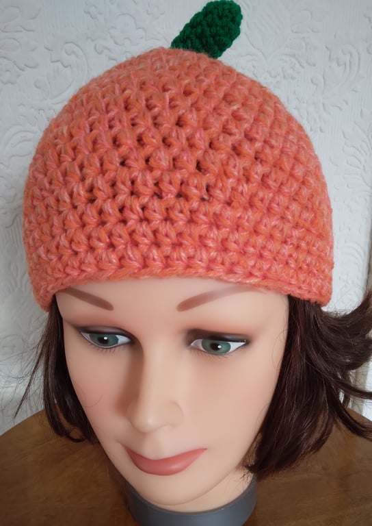 Crochet pumpkin beanie hat. Halloween. Handmade to order for adults, children