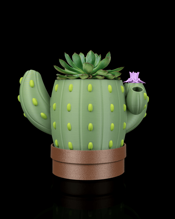 Cactus Self-Watering Planter – Cute 3D Printed Succulent Pot, Fun Indoor Plant H