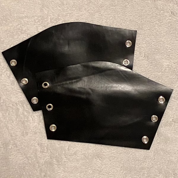 Sm Pair of Extremely Dark Navy Blue Almost Black in colour leather bracers