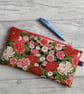 Pink & Green Floral Zip Top Storage Bag, Make Up Bag, Pencil Case - Image 1