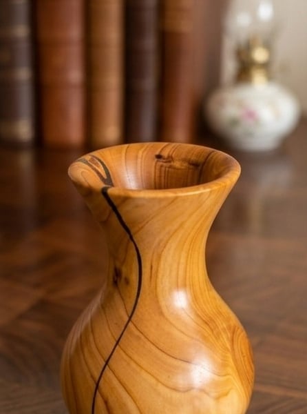 Handturned Yew wood bud vase. Ideal gift