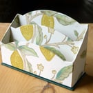 William Morris Letter Rack: Ornate Desk Organiser in Lemons White, Handmade in E