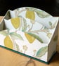 William Morris Letter Rack: Ornate Desk Organiser in Lemons White, Handmade in E