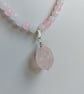 Pink rose quartz necklace with large faceted bead pendant - Image 8