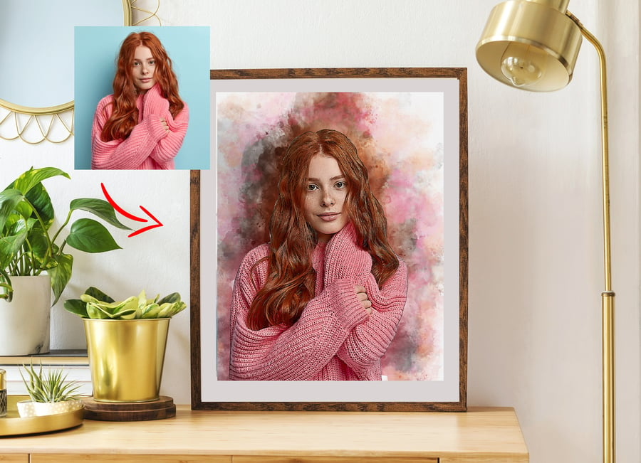 Watercolour Art Portrait from Your Photo - Personalised Portrait