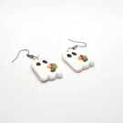 Ghost Earring, Polymer Clay Earrings, Halloween Jewellery, Floral Ghost Earrings