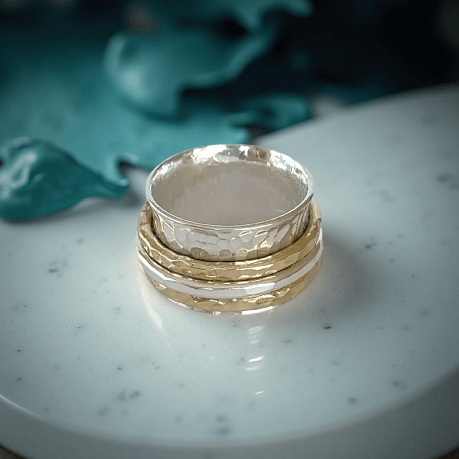 Silver And Gold Spinner Ring