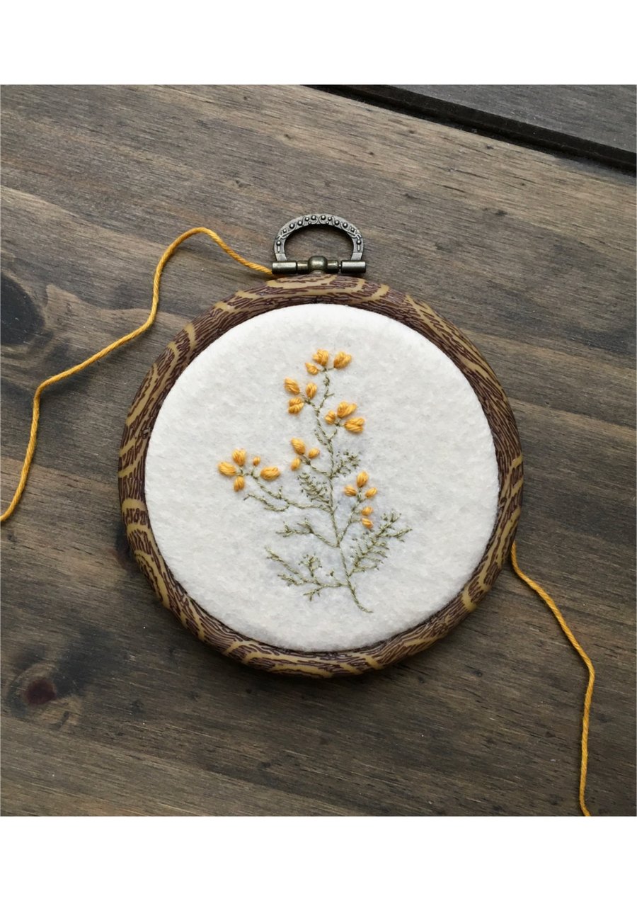yellow wild flowers small hand embroidery