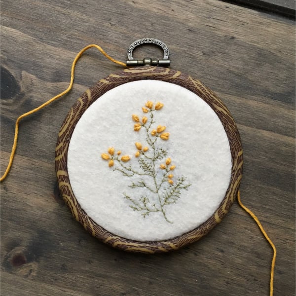 yellow wild flowers small hand embroidery
