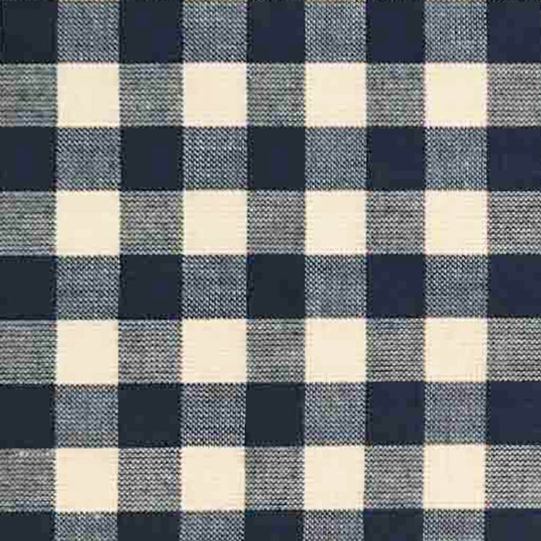 Navy Gingham Linen-Cotton Fabric, Medium Weight, by the metre