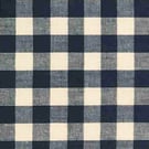 Navy Gingham Linen-Cotton Fabric, Medium Weight, by the metre