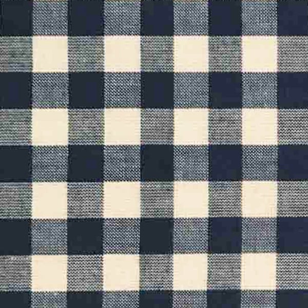 Navy Gingham Linen-Cotton Fabric, Medium Weight, by the metre