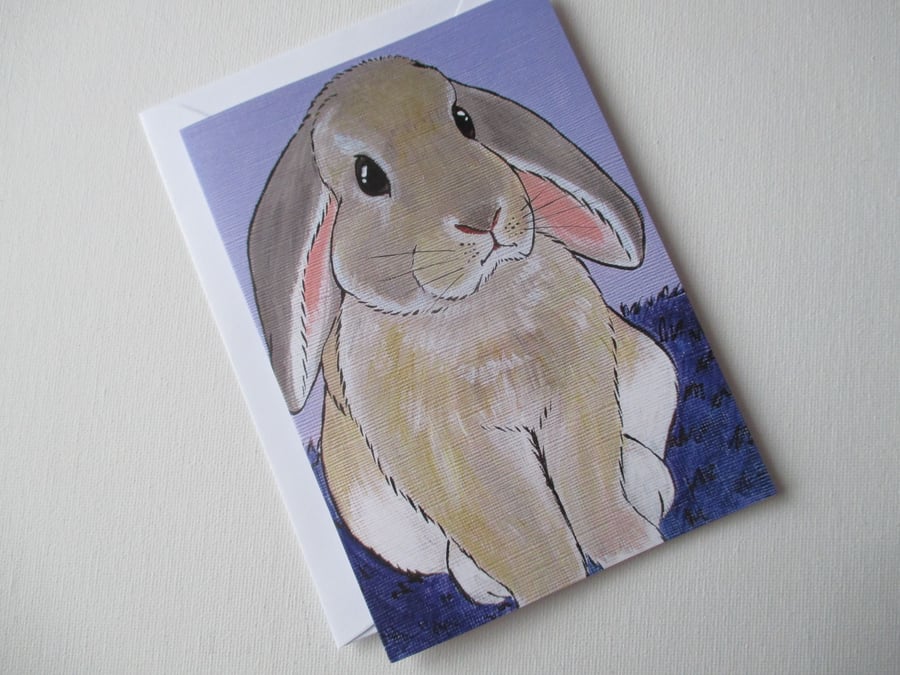 Bunny Rabbit Blank Greetings Card Lop Eared Bunny Picture