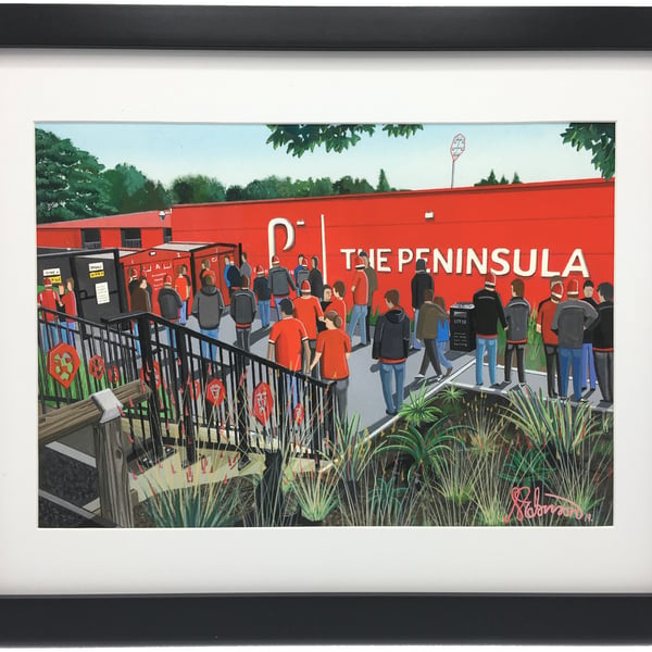 Salford City F.C, Moor Lane Stadium, High Quality Framed Football Art Print.