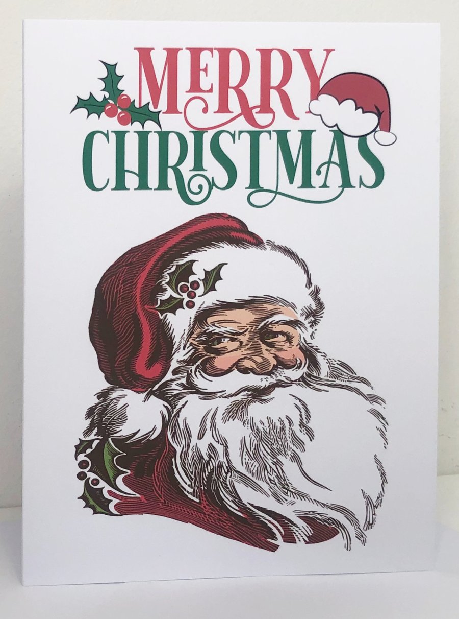 Father Christmas - Merry Christmas or Seasons Greetings 5x7in Card