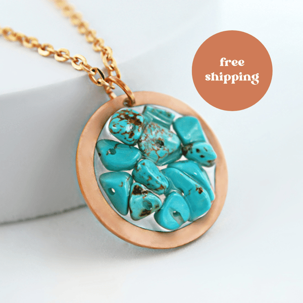 Magnesite Copper Geode Pendant - Free Postage