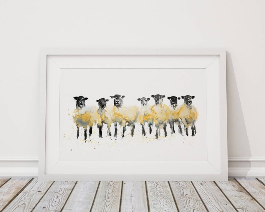 Limited Edition Sheep Watercolour Painting Signed Sheep Print