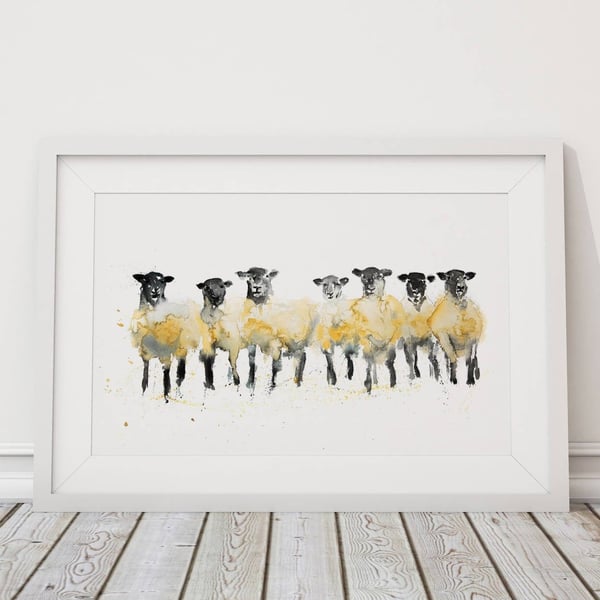 Limited Edition Sheep Watercolour Painting Signed Sheep Print