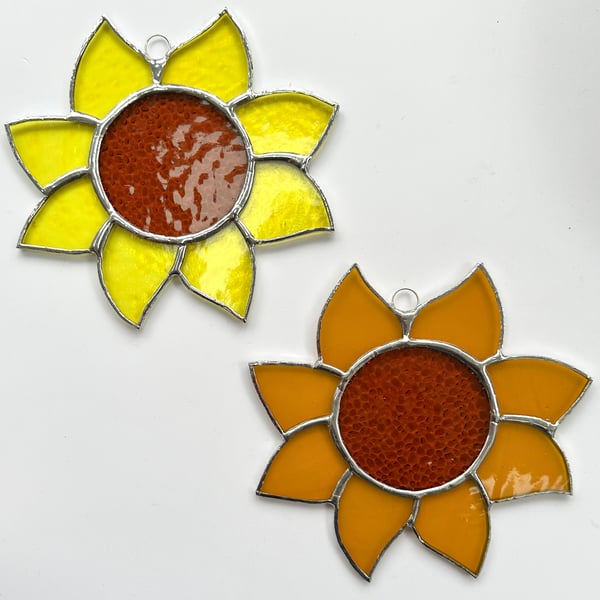 Stained  Glass Sunflower Suncatcher - Handmade Window Decoration