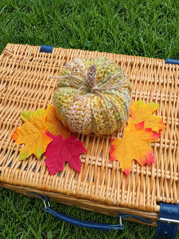 Crochet pumpkin with a string tie