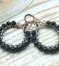 Handmade Copper Large Hoop Earrings with Blue Goldstone Beads - Image 1